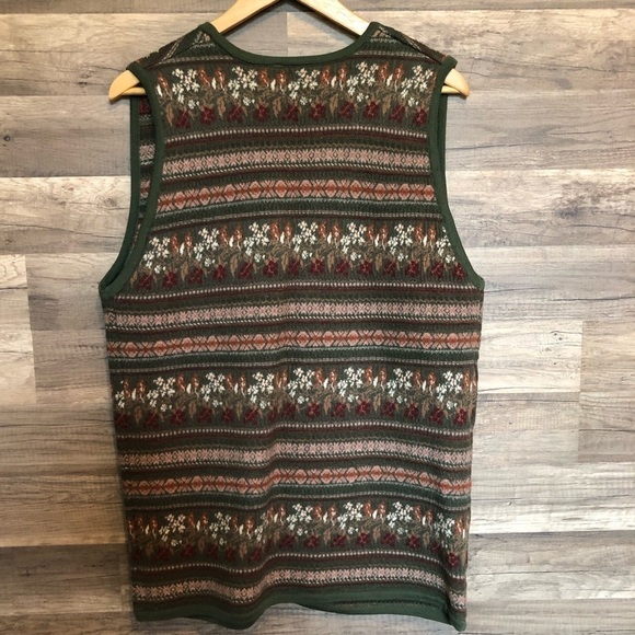 Vintage Floral Cottagecore Coastal Button Up Wool Knit Sweater Vest Medium - Picture 9 of 11